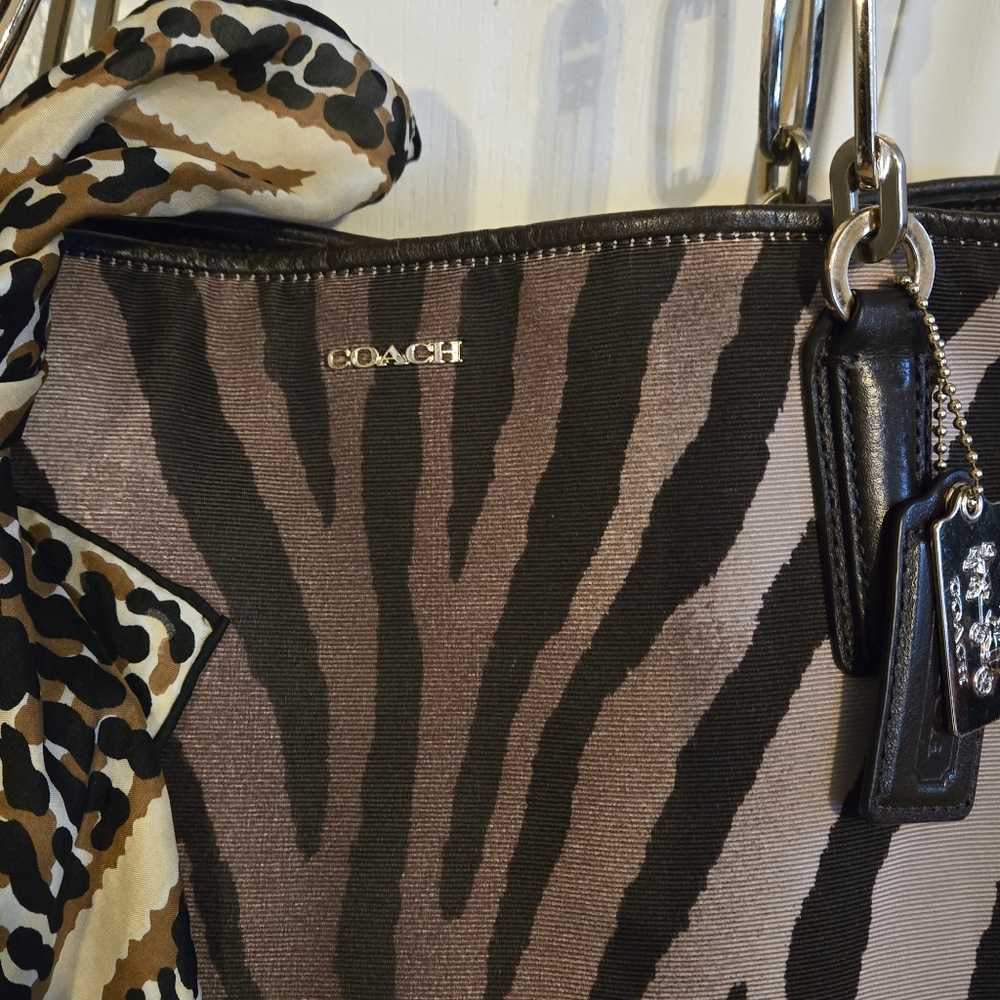 Coach Madison Phobe Zebra Print Tote Brown With Gold Hardware - Picture 2 of 12